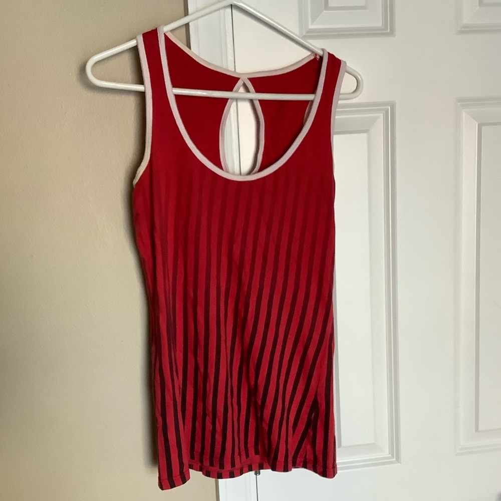 Scrapbook red and black striped tank top